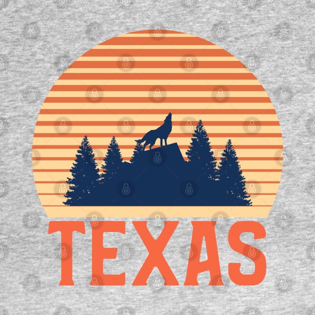 Texas Sunset, Orange and Blue Sun, Gift for sunset lovers T-shirt, Wolf Howling at the Moon by AbsurdStore